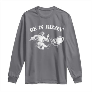 Funny Jesus American Football He Is Rizzin' Meme Long Sleeve Shirt TS11 Charcoal Print Your Wear
