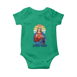 Funny Jesus Baby Onesie I Saw That Christian Religious Meme Retro TS02 Irish Green Print Your Wear