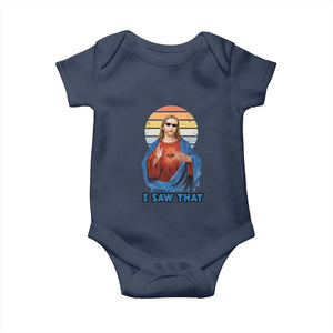 Funny Jesus Baby Onesie I Saw That Christian Religious Meme Retro TS02 Navy Print Your Wear