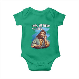Funny Jesus Baby Onesie We Need To Talk Christian Religious Meme TS02 Irish Green Print Your Wear