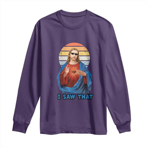 Funny Jesus Long Sleeve Shirt I Saw That Christian Religious Meme Retro TS02 Purple Print Your Wear