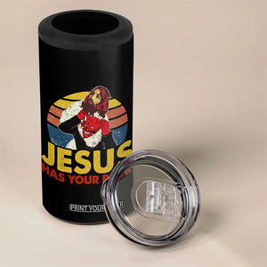 Funny Jesus Satan Meme 4 in 1 Can Cooler Tumbler Has Your Back Jiu Jitsu Retro Religious Christian TS02 Print Your Wear