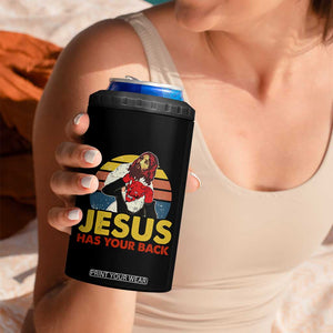 Funny Jesus Satan Meme 4 in 1 Can Cooler Tumbler Has Your Back Jiu Jitsu Retro Religious Christian TS02 Print Your Wear