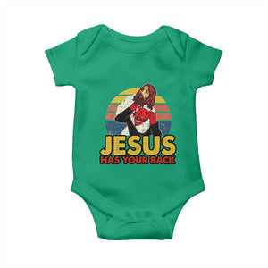 Funny Jesus Satan Meme Baby Onesie Has Your Back Jiu Jitsu Retro Religious Christian TS02 Irish Green Print Your Wear
