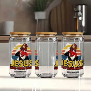 Funny Jesus Satan Meme Glass Can Has Your Back Jiu Jitsu Retro Religious Christian TS02 Print Your Wear