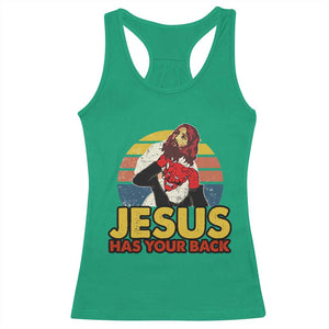 Funny Jesus Satan Meme Racerback Tank Top Has Your Back Jiu Jitsu Retro Religious Christian TS02 Irish Green Print Your Wear