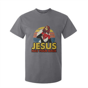 Funny Jesus Satan Meme T Shirt For Kid Has Your Back Jiu Jitsu Retro Religious Christian TS02 Charcoal Print Your Wear