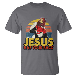 Funny Jesus Satan Meme T Shirt Has Your Back Jiu Jitsu Retro Religious Christian TS02 Charcoal Print Your Wear