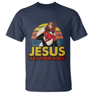 Funny Jesus Satan Meme T Shirt Has Your Back Jiu Jitsu Retro Religious Christian TS02 Navy Print Your Wear