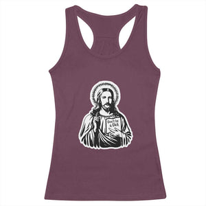 Funny Jesus Saying Racerback Tank Top Don't Be A D*ck TS02 Maroon Print Your Wear