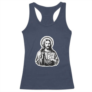 Funny Jesus Saying Racerback Tank Top Don't Be A D*ck TS02 Navy Print Your Wear