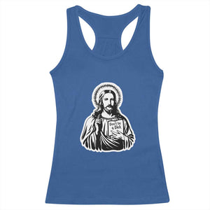 Funny Jesus Saying Racerback Tank Top Don't Be A D*ck TS02 Royal Blue Print Your Wear