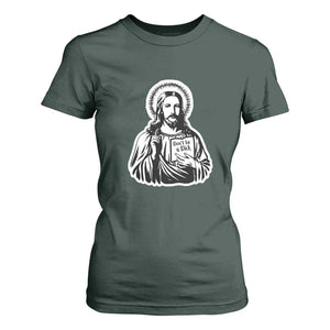 Funny Jesus Saying T Shirt For Women Don't Be A D*ck TS02 Dark Forest Green Print Your Wear