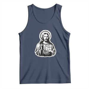 Funny Jesus Saying Tank Top Don't Be A D*ck TS02 Navy Print Your Wear