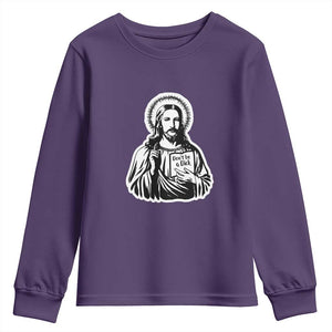 Funny Jesus Saying Youth Sweatshirt Don't Be A D*ck TS02 Purple Print Your Wear