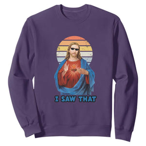 Funny Jesus Sweatshirt I Saw That Christian Religious Meme Retro TS02 Purple Print Your Wear