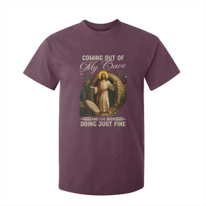 Funny Jesus T Shirt For Kid Coming Out Of My Cave And I've Been Doing Just Fine TS02 Maroon Print Your Wear