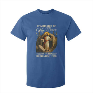 Funny Jesus T Shirt For Kid Coming Out Of My Cave And I've Been Doing Just Fine TS02 Royal Blue Print Your Wear