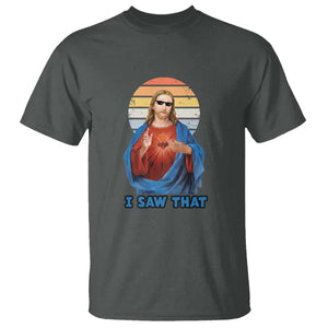 Funny Jesus T Shirt I Saw That Christian Religious Meme Retro TS02 Dark Heather Print Your Wear