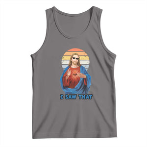 Funny Jesus Tank Top I Saw That Christian Religious Meme Retro TS02 Deep Heather Print Your Wear