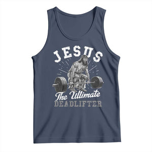 Funny Jesus The Ultimate Deadlifter Tank Top Christian Workout Gym TS11 Navy Print Your Wear