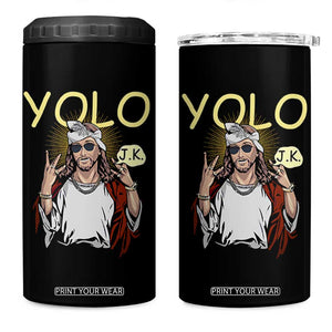 Funny Jesus YOLO JK 4 in 1 Can Cooler Tumbler Just Kidding Funny Christian Religious TS02 One Size: 16 oz Black Print Your Wear