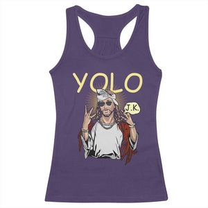 Funny Jesus YOLO JK Racerback Tank Top Just Kidding Funny Christian Religious TS02 Purple Print Your Wear
