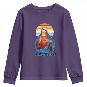 Funny Jesus Youth Sweatshirt I Saw That Christian Religious Meme Retro TS02 Purple Print Your Wear