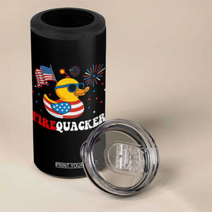 Funny July 4th 4 in 1 Can Cooler Tumbler Patriotic Duck Firequacker American Flag TS10 Print Your Wear