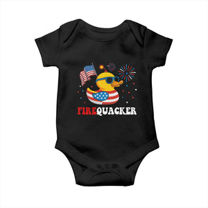Funny July 4th Baby Onesie Patriotic Duck Firequacker American Flag TS10 Black Print Your Wear