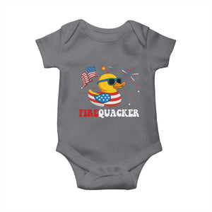 Funny July 4th Baby Onesie Patriotic Duck Firequacker American Flag TS10 Charcoal Print Your Wear