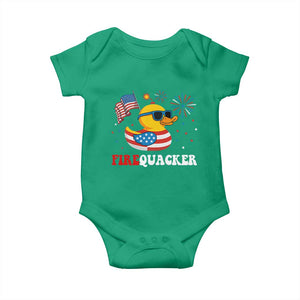 Funny July 4th Baby Onesie Patriotic Duck Firequacker American Flag TS10 Irish Green Print Your Wear