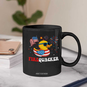 Funny July 4th Coffee Mug Patriotic Duck Firequacker American Flag TS10 Print Your Wear