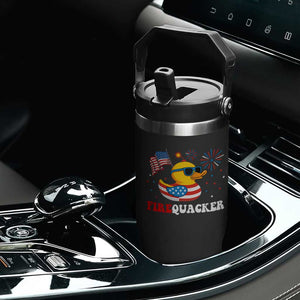 Funny July 4th Flip Straw Tumbler Patriotic Duck Firequacker American Flag TS10 Print Your Wear
