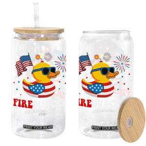 Funny July 4th Glass Can Patriotic Duck Firequacker American Flag TS10 Black Print Your Wear