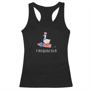 Funny July 4th Goose Racerback Tank Top Patriotic Goose Firework Firequacker Independence Day TS10 Black Print Your Wear