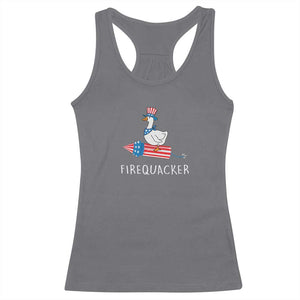 Funny July 4th Goose Racerback Tank Top Patriotic Goose Firework Firequacker Independence Day TS10 Charcoal Print Your Wear
