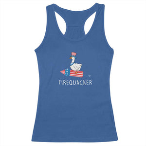 Funny July 4th Goose Racerback Tank Top Patriotic Goose Firework Firequacker Independence Day TS10 Royal Blue Print Your Wear