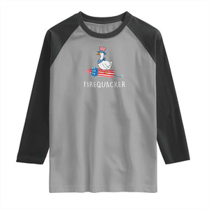 Funny July 4th Goose Raglan Shirt Patriotic Goose Firework Firequacker Independence Day TS10 Sport Gray Black Print Your Wear