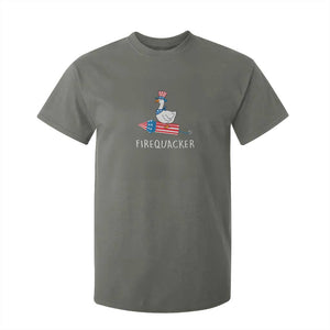 Funny July 4th Goose T Shirt For Kid Patriotic Goose Firework Firequacker Independence Day TS10 Military Green Print Your Wear