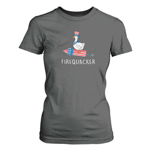 Funny July 4th Goose T Shirt For Women Patriotic Goose Firework Firequacker Independence Day TS10 Dark Heather Print Your Wear