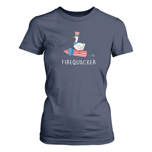 Funny July 4th Goose T Shirt For Women Patriotic Goose Firework Firequacker Independence Day TS10 Navy Print Your Wear