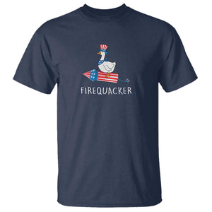 Funny July 4th Goose T Shirt Patriotic Goose Firework Firequacker Independence Day TS10 Navy Print Your Wear