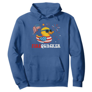 Funny July 4th Hoodie Patriotic Duck Firequacker American Flag TS10 Royal Blue Print Your Wear