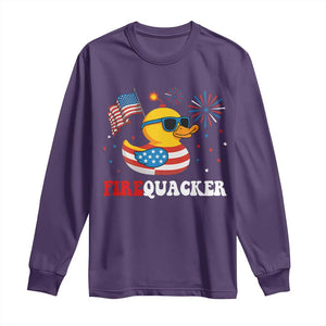 Funny July 4th Long Sleeve Shirt Patriotic Duck Firequacker American Flag TS10 Purple Print Your Wear