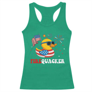Funny July 4th Racerback Tank Top Patriotic Duck Firequacker American Flag TS10 Irish Green Print Your Wear