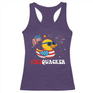 Funny July 4th Racerback Tank Top Patriotic Duck Firequacker American Flag TS10 Purple Print Your Wear