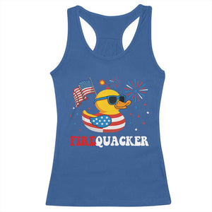 Funny July 4th Racerback Tank Top Patriotic Duck Firequacker American Flag TS10 Royal Blue Print Your Wear