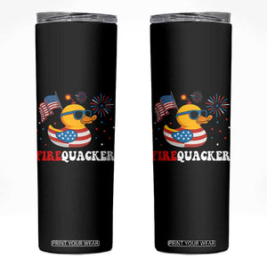 Funny July 4th Skinny Tumbler Patriotic Duck Firequacker American Flag TS10 Black Print Your Wear