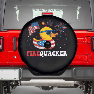Funny July 4th Spare Tire Cover Patriotic Duck Firequacker American Flag TS10 Black Print Your Wear
